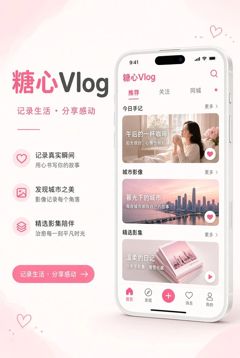 糖心Vlog 移动应用界面示意